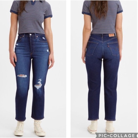 Levi's Denim - Levi’s Ribcage Straight Ankle Jeans Button Fly Distressed 32 Blue